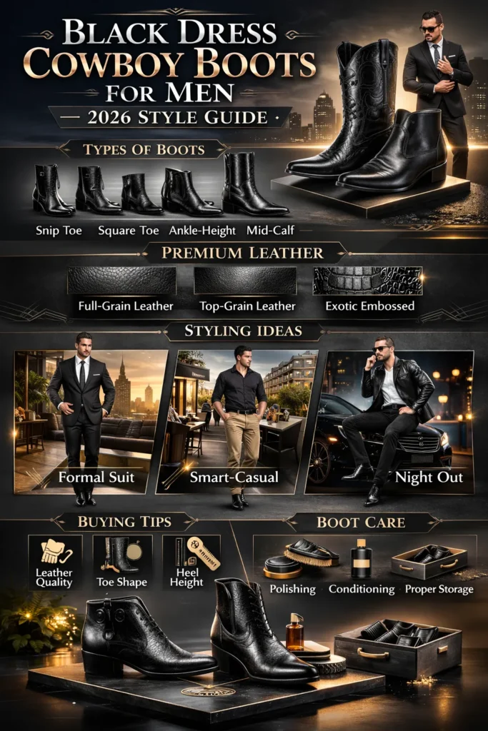 Black Dress Cowboy Boots For Men