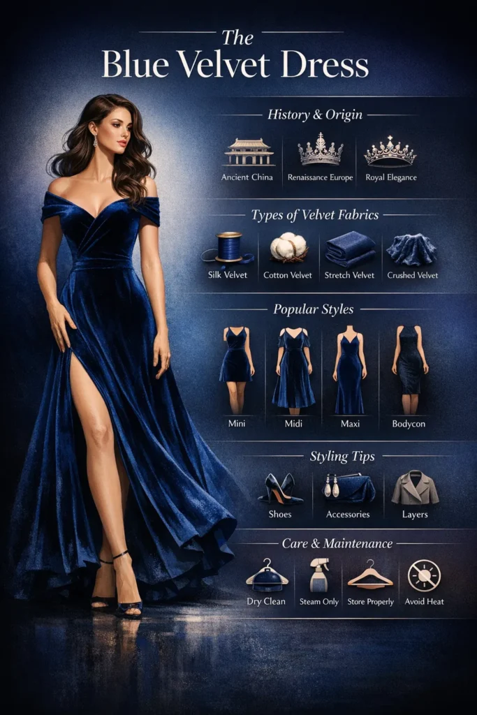 Blue Velvet Dress