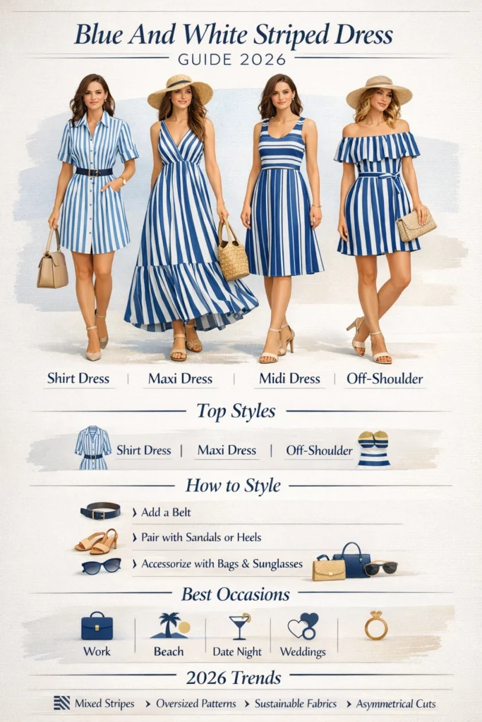 Blue And White Striped Dress