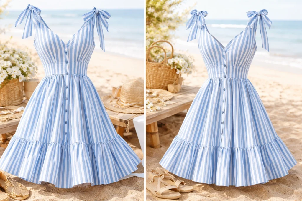 Blue And White Striped Dress