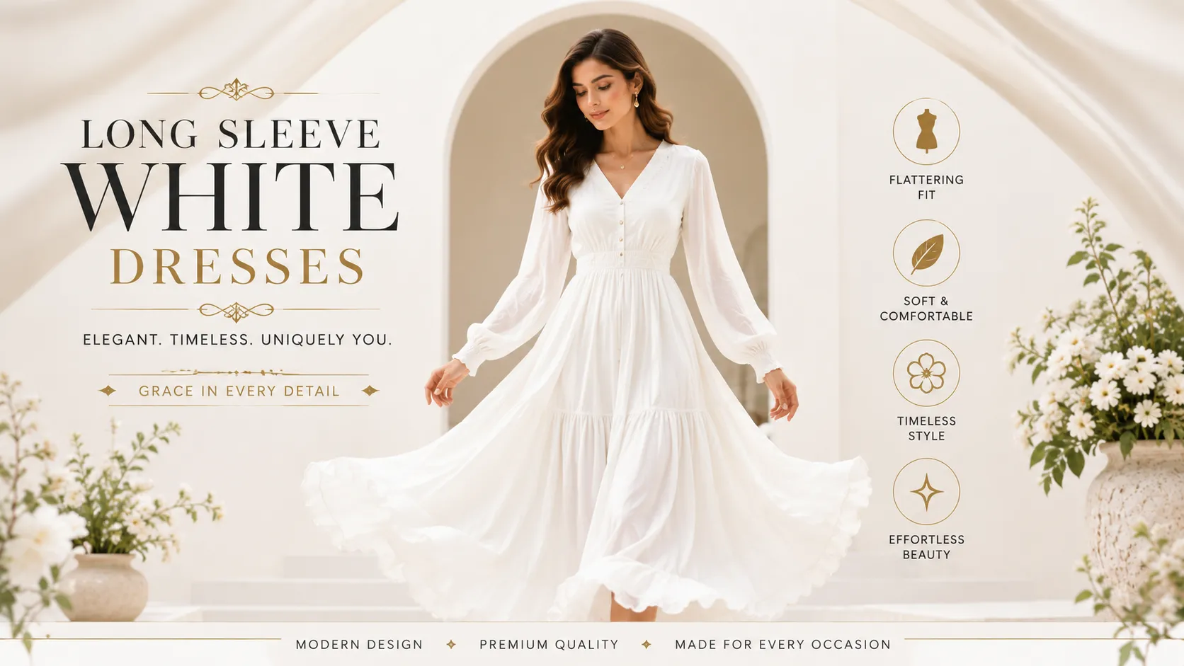 Long Sleeve White Dresses