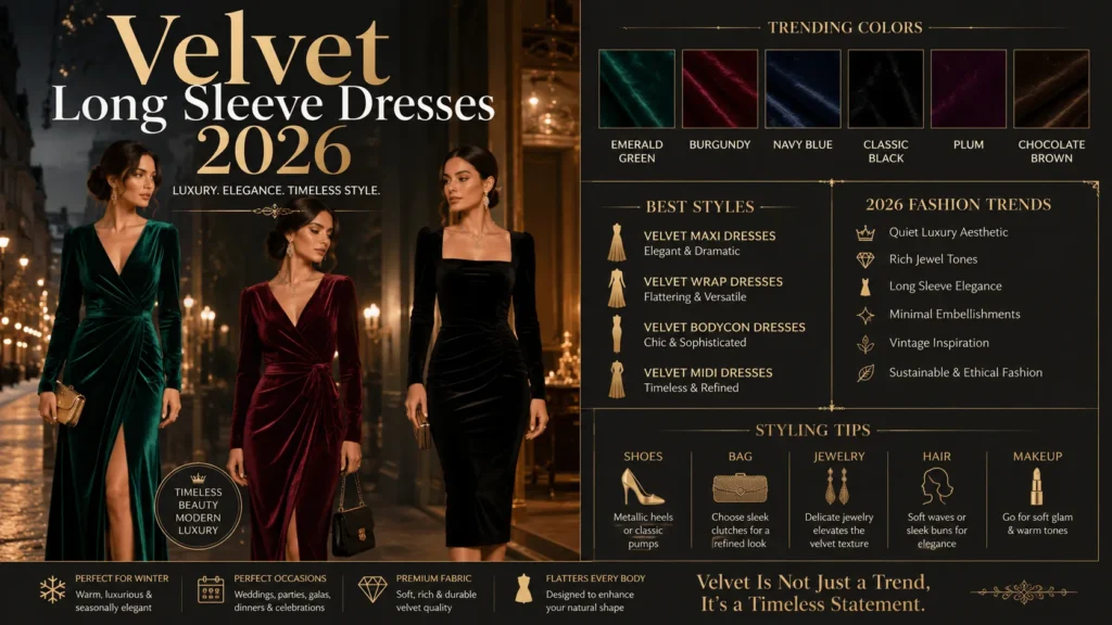 Velvet Long Sleeve Dresses